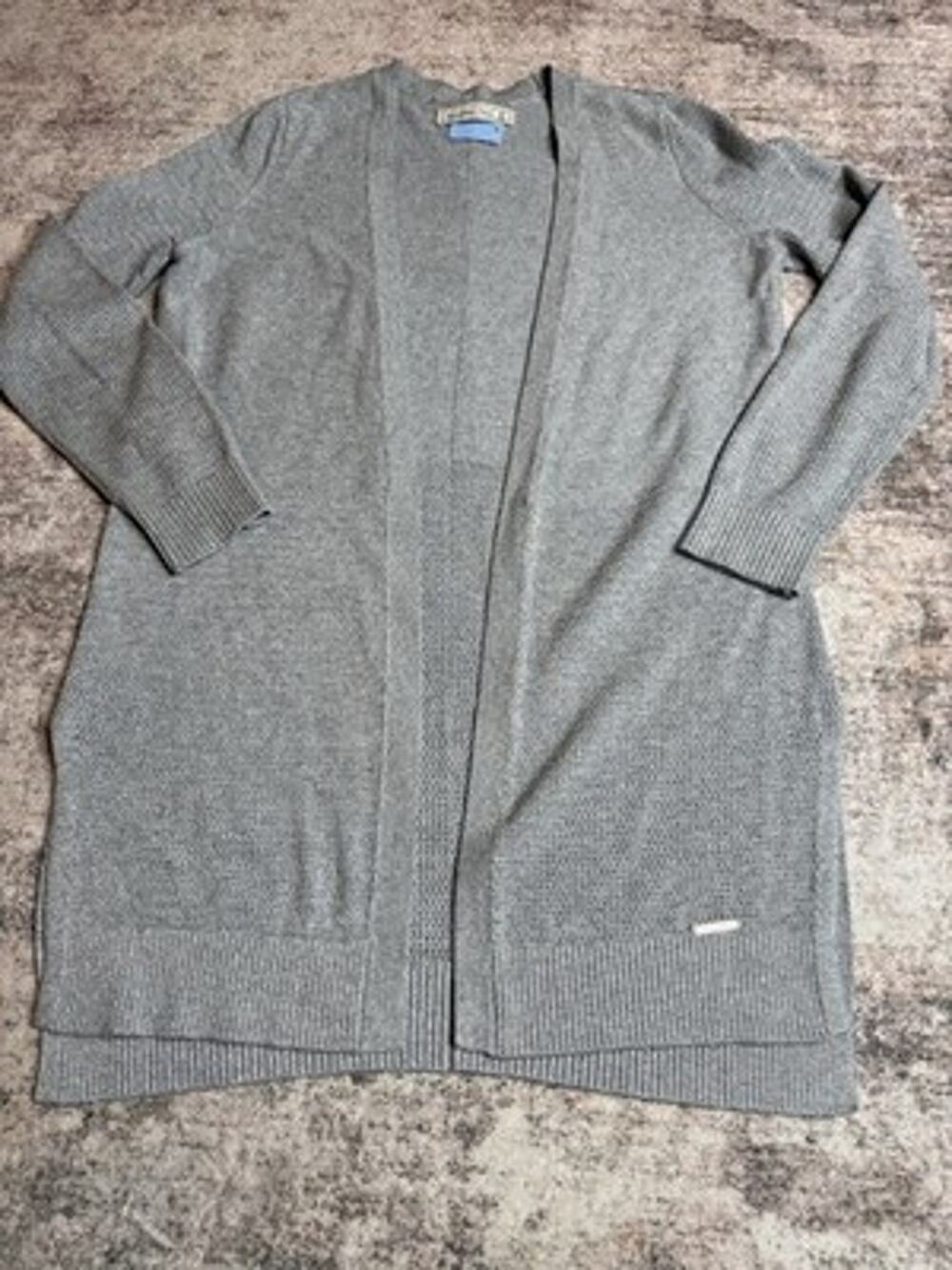 Abercrombie Fitch Gray Open Front Cardigan Sweater Knit Long Womens M Minimalist